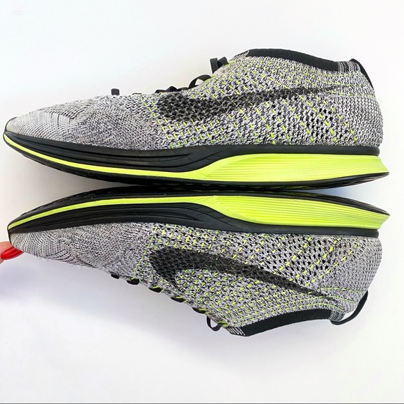 Nike flyknit racer Oreo volt black gray neon lace up sneakers athletic shoe - Picture 7 of 10